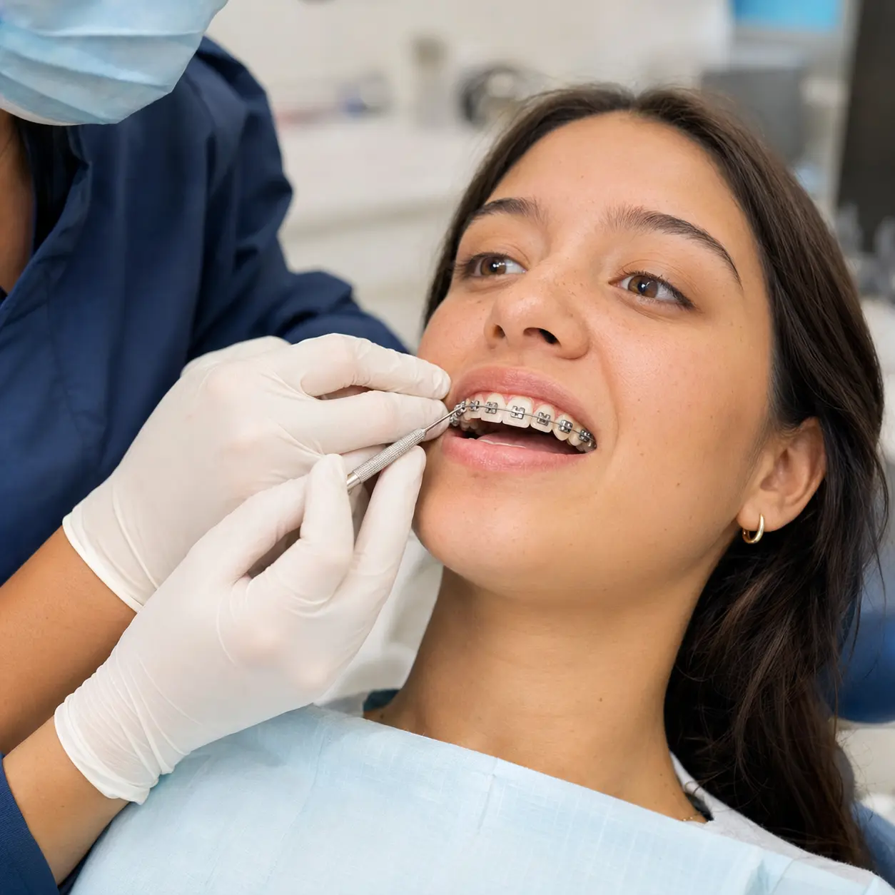Instalación clínica de brackets metálicos autoligables