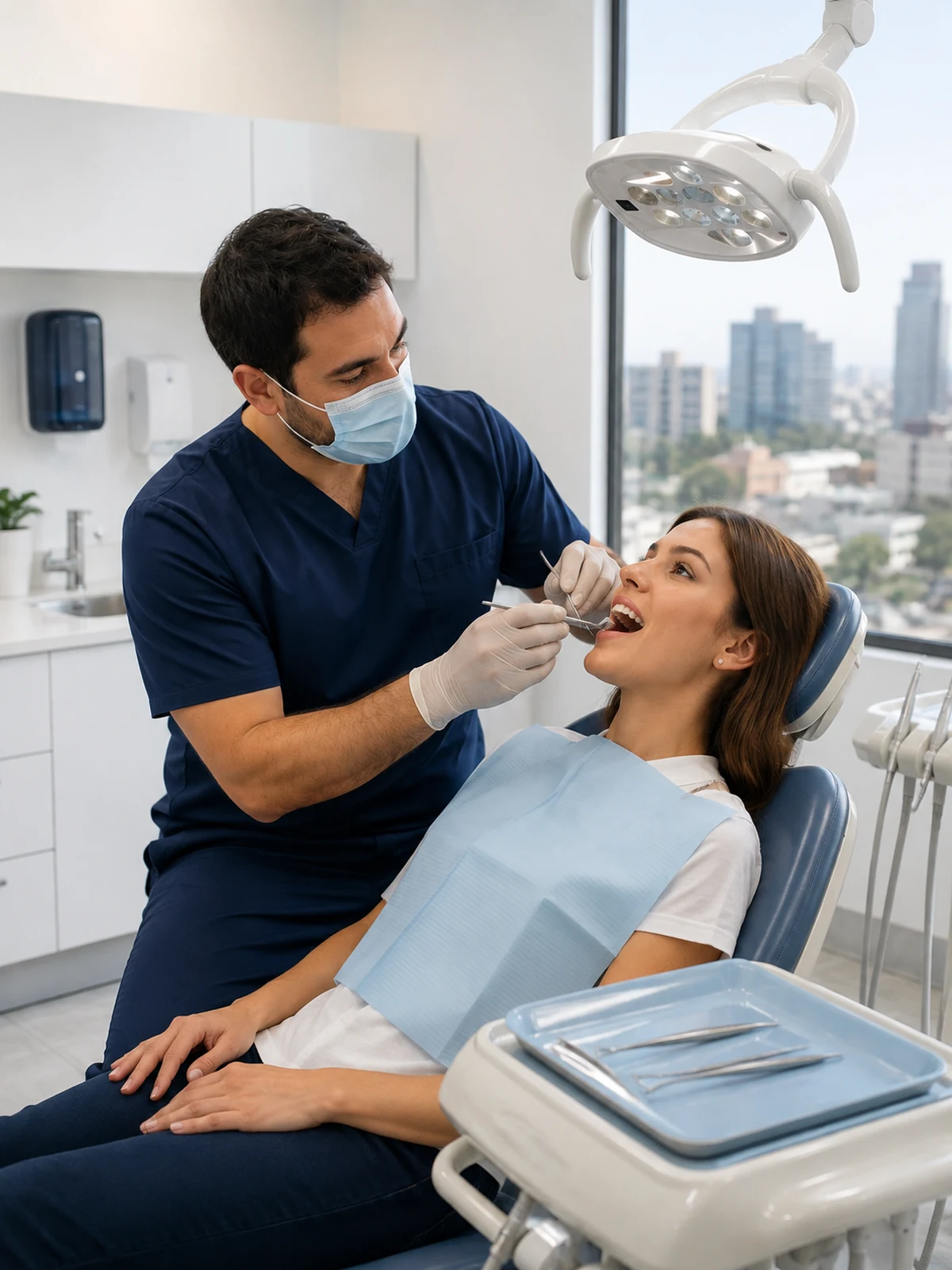 Odontólogo de IODOF realizando una evaluación dental a un paciente