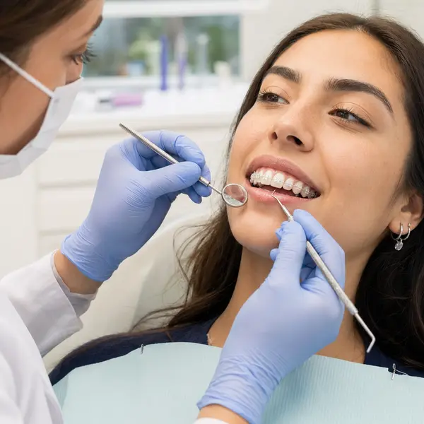 Etapa de instalación de brackets con brackets cerámicos